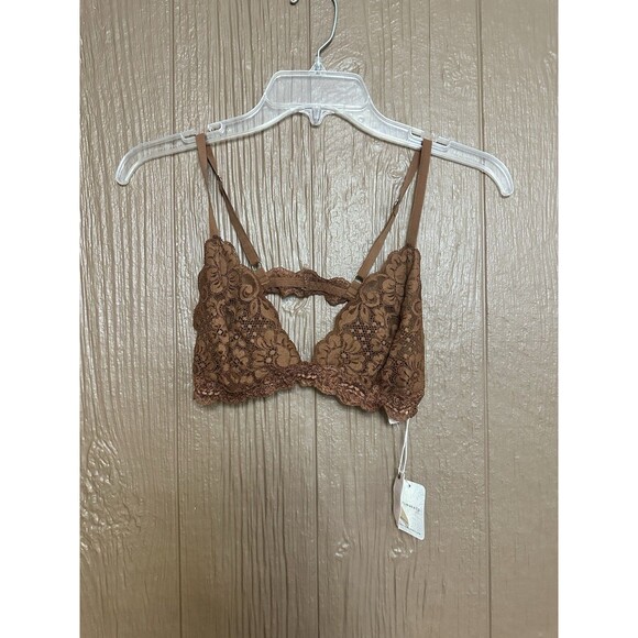 HAH x Free people Chi Bralette Milk Chocolate Boho Festive Bralette Size L NWT - Picture 1 of 6